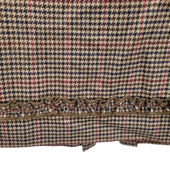 Vintage 80s Casual Corner Skirt Wool Houndstooth Plaid Tea Length Tan 10 Western - Picture 5 of 15